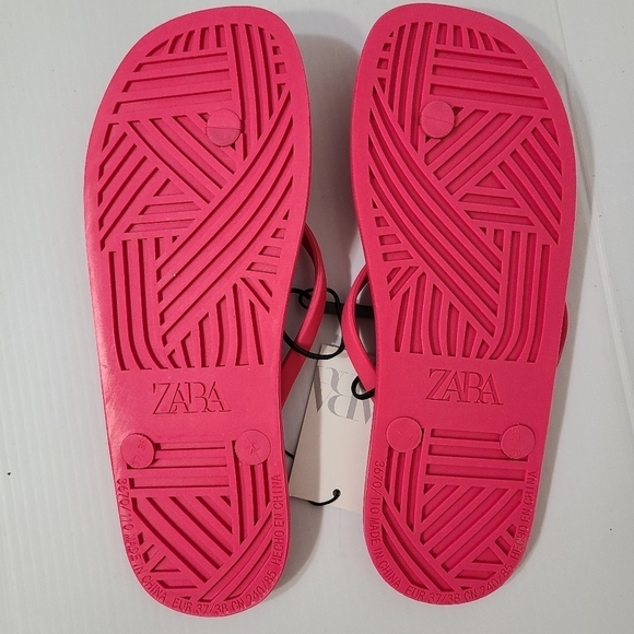 ZARA FLAT RUBBERISED SANDALS Pink SIZE 6.5 | 3670/110 S1 - Picture 7 of 7